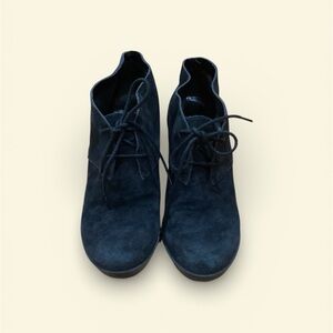 Cole Haan Black Suede Leather Lace up Wedges, Booties/Shoes, Size 7.5